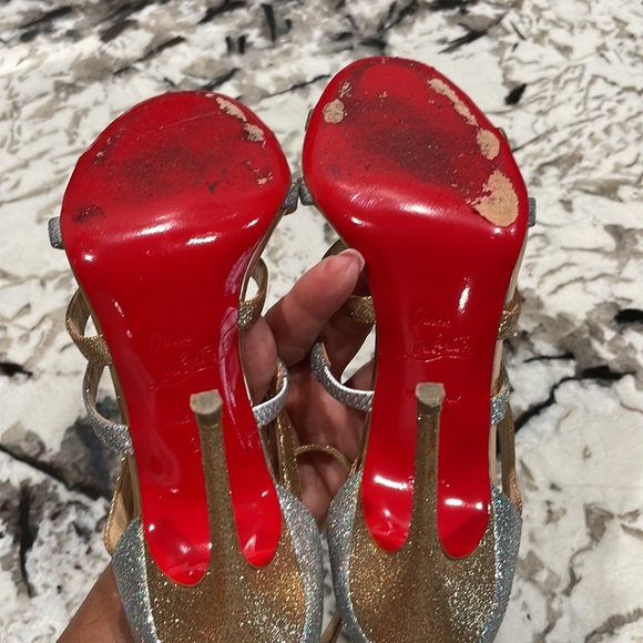 Christian Louboutin Metallic Glitter
Mariniere Caged Sandals - Picture 7 of 12